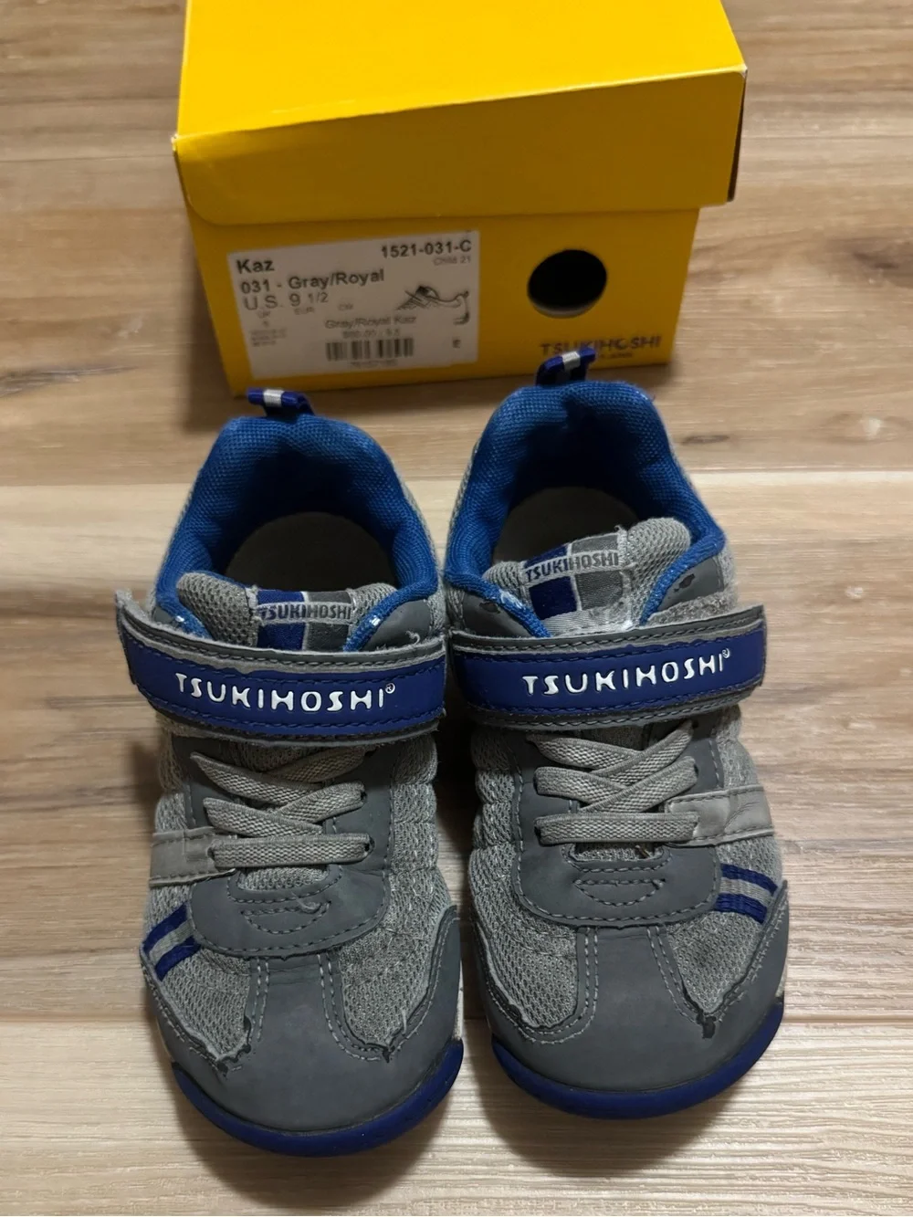 Tsukihoshi Kaz Toddler Gray/Royal Blue Shoes Size 9.5 US / 27 EUR
